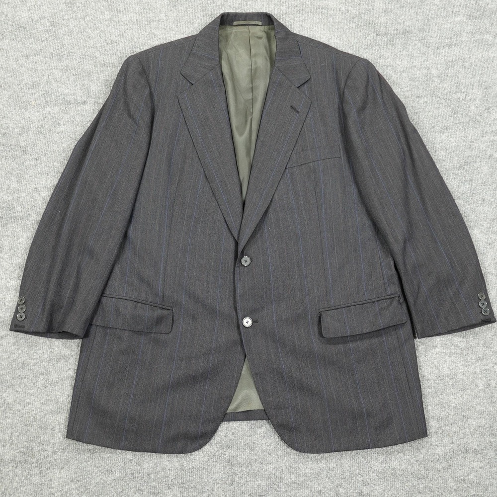 Loro Piana Suit Jacket Mens 46 Gray Wool Striped Classic 2-Button Notch Lapel